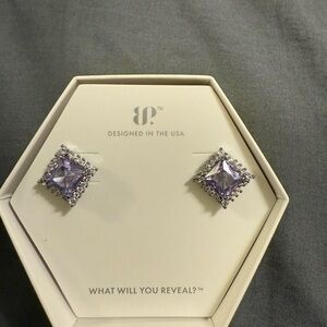 BP "It Had To Be You" Lavender Topaz CZ on Hematite plating Stud Earrings NEW